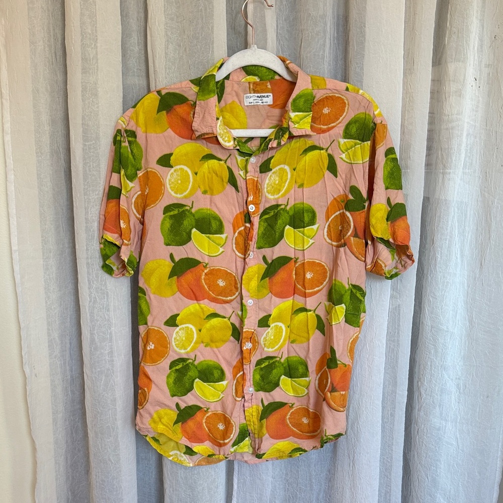 Citrus Print Button Down Shirt - Oranges, Lemons, & Limes